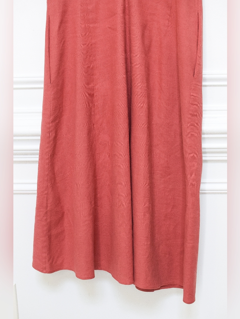 Theory Tadayon Linen Asymmetrical Midi Dress Terracotta Orange A-Line Size 4 - Picture 8 of 10